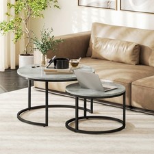 HOMCOM Nesting Tables, 31" Round Coffee Table Set of 2, Marble Grey Nesting Tables price
