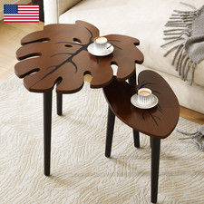 Bameos Monstera Leaf Nesting Tables Set Of 2 Small Side Tables F Set Leaf Vein Nesting Tables price