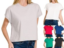 Women's Crew Neck T-Shirt Soft Breathable 100% Cotton Short Sleeve Crop Top Women's T-shirt price
