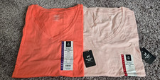 Women's Ladies Solid Tee Shirt Short Sleeve Peach or Pink  V Neck Casual Top NWT Women's T-shirt price