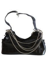 Y2K Black Croc Mini Shoulder Bag Grunge Punk Vintage Gothic Style Women's Casual Bag price