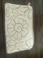 Cream Floral Hooked Textile Clutch Cosmetic Bag Handmade Style Colombia Women's Casual Bag price