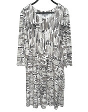 HABITAT Clothes to Live In Size Small Shift Dress Gray Boho Artsy Geometric Knit Modest Clothing price