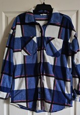 Maurices Plaid Flannel Shacket Women's SZ Small Button Front Blue 100% Cotton Modest Clothing price