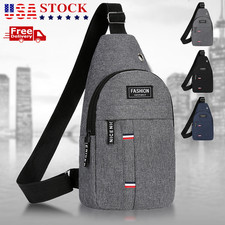 Men’s Canvas Crossbody Sling Bag Shoulder Backpack Casual Travel Chest Pack US Men's Messenger Bag price