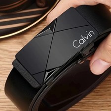 Men’s Automatic Buckle Belt Luxury Black Leather Ratchet Waist Belt Gift Men's Belt price