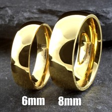 Gold Plated over Titanium Men's & Women's 6/8mm Plain Wedding Band Ring Gold Wedding Band price