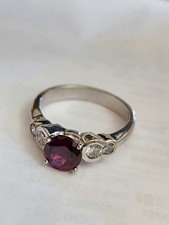 1.5Ct Natural Red Ruby & VS Diamonds 18K Solid White Gold Womens Engagement Ring Gold Wedding Band price