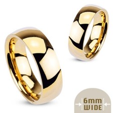 Gold Plated Stainless Steel Plain Polished Wedding Band Ring 3mm 4mm 5mm 6mm 8mm Gold Wedding Band price