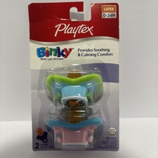 Vintage Playtex Binky Latex Pacifiers 0-24 Months 2 Pack Flowers & Lion NEW Pacifier price