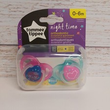 Tommee Tippee Night Time Orthodontic Pacifier Soother 2 Pack 0-6 Months Pacifier price