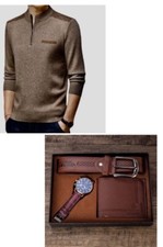 Gift Set for Men. Watch, Wallet, Belt and Sweater. Great Gift For Men Size Large Men's Watch, Belt and Wallet Sets price