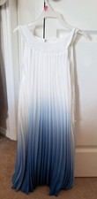 Rare Editions Girls Ombre Pleated Chiffon Swing Dress Blue White Size 12 Girls' Dress price