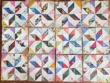 12 Scrappy PINWHEEL STARS Quilt Blocks Top Cotton Fabric Squares made in USA Quilt price
