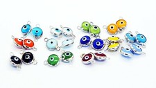Set Of 10 Turkish Evil Eye Connector Beads Evil Eye DIY Supplies Bracelet Baby Evil Eye Beads price