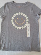 Cat & Jack Girls' T-Shirt With Smiling Face & Ring of Daisy Size S (6/7) Girls' T-shirt price