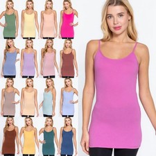 Women's Long Cami With Built in Shelf Bra Spaghetti Straps Layering Tank Top Women's Tank Top price