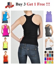 Women's SEAMLESS SPANDEX SLEEVELESS RIBBED RACERBACK TANK TOP YOGA LAYER Women's Tank Top price