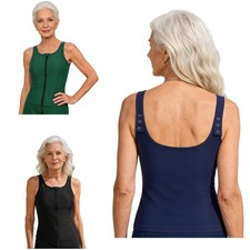 Women's Zip Front Adaptive Swim Tank Top Swimwear Sleeveless Press Button Tops Women's Tank Top price