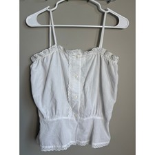Heritage House Vintage Eyelet Lace Button Camisole Top M Coquette Cottagecore Women's Tank Top price