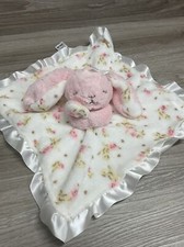 Little Me Floral Bunny Baby Blanket Pink White Satin Ruffle Trim Security Rattle Baby Blanket price