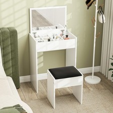 Mirrored Vanity Set Dresser Table Stool Set Flip Top Bedroom White Dresser / Vanity Table price