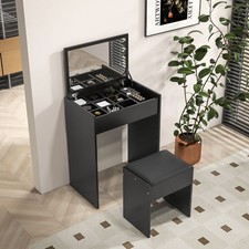 Mirrored Vanity Set Dresser Table Stool Set Flip Top Bedroom Black Dresser / Vanity Table price