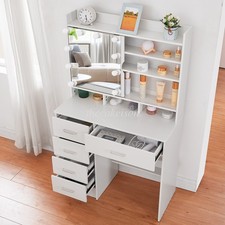 Vanity Desk Set + LED Lights Mirror & 5 Drawers Makeup Dressing Table Dresser Dresser / Vanity Table price