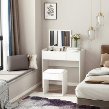 Mirrored Vanity Set Dresser Table Stool Set Flip Top Bedroom White Dresser / Vanity Table price