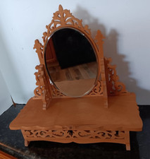 Vintage Scrolled Wood Mirror  Dresser Vanity Table Top Shelf Victorian Handmade Dresser / Vanity Table price