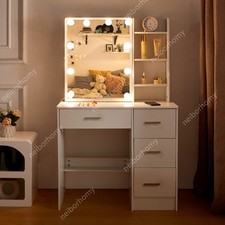 Makeup & Drawers Vanity Table w/ LED Lighted Mirror Dressing Table Dresser Desk Dresser / Vanity Table price