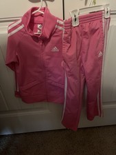 Girls Adidas Track Suit Pink Size 5 , 2 Piece Set Girls' Tracksuit price