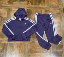 NWT Adidas Girls 2-Piece Tracksuit Set Jacket & Joggers Purple Size 6 Girls' Tracksuit price