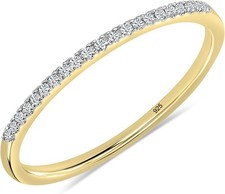 Natural Diamond  Eternity Ring Minimalist Stackable Band 10K Gold Plated Silver Diamond Eternity Ring price