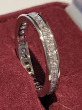 CLEARANCE Princess cut simulated Diamond Eternity Band Wedding Ring Sterling Diamond Eternity Ring price