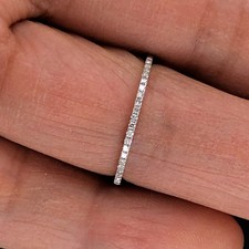 1mm Thin Diamond Eternity Ring Sterling Silver Stackable Band Minimalist Gift Diamond Eternity Ring price