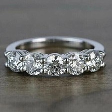 2ct Lab Created Diamond Women Eternity 5 Stone Ring 14K White Gold Plated Silver Diamond Eternity Ring price