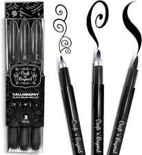 Calligraphy Brush Pens Pack of 3 Small, Medium and Large Markers for Hand Letter Chisel Tip (Calligraphy) Pen price