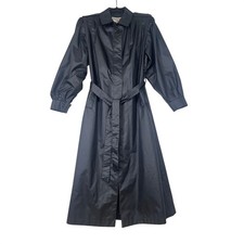 Weather Wise by Micki Trench Coat Black Houndstooth Belted Midi Size 11 12 Women's Trench Coat price