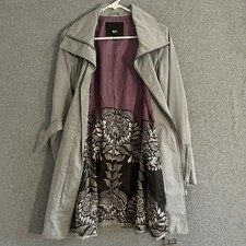Mossimo Women’s Gray Belted Trench Coat Small Asymmetrical Zip Lightweight Women's Trench Coat price