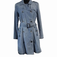 Women's Denim Double Breasted Trench Coat Cape Lapel MAX Jeans Sz S Preowned Women's Trench Coat price