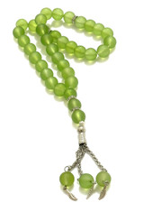 Green Islamic Prayer Beads Misbaha Tasbih with Silver Tone Accents Prayer Beads price