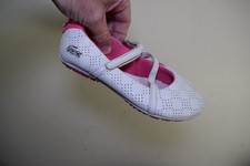 Lacoste Sport GIRLS US 1 Ballet Flats Perforated Leather EURO Style Shoes White Girls' Ballet Flats price