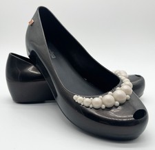 Mini Melissa MEL ULTRAGIRL GIRLY w/ Pearl Embelisments Dark Glitter Size 2 Girls' Ballet Flats price