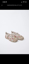 NEW Zara Flats Girls Sz 9 Ballet Shoes Mesh Embroidered Flower Round Toe Floral Girls' Ballet Flats price