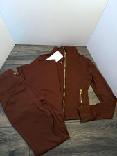 Lululemon Brown Tracksuit Set Zip Jacket cropped & Flared pants Pockets Size 4 Women's Tracksuit price