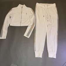 Juicy Couture Women’s TrackSuit Top And Bottom Rhinestone Cream Colored Size S Women's Tracksuit price
