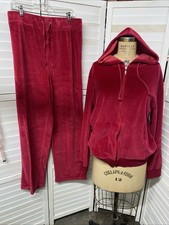 Y2K Coaco Red Velour 2 Piece Tracksuit Set Plus Sz 1X Jacket & Pant Women's Tracksuit price