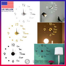 3D Large Wall Clock Mirror Surface Modern DIY Sticker Office Home Shop Decor US Wall Clock price
