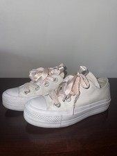Converse Low-Top Kids Size 3 White Pink Ribbon Rhinestones Girls' Casual Shoes price